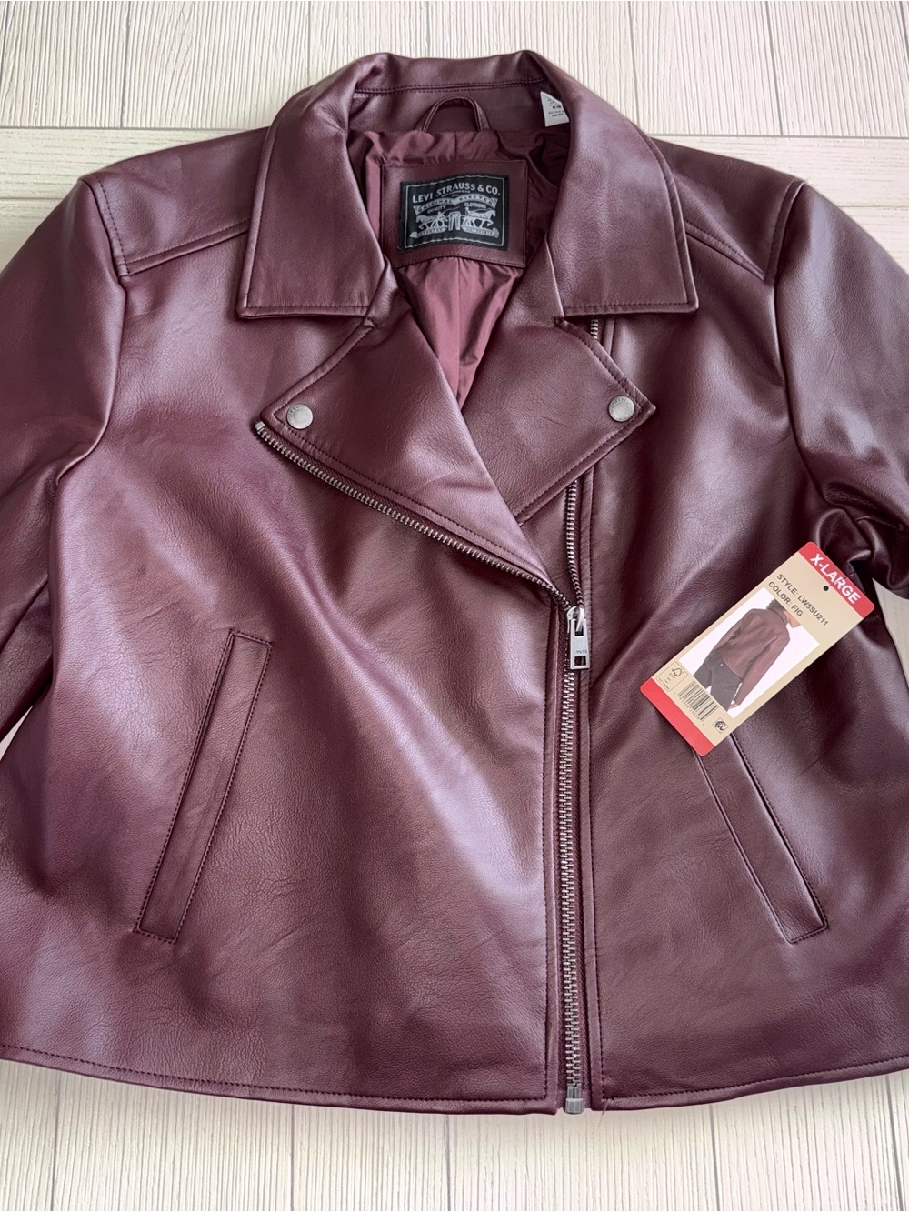 Levi's Women's Faux Leather Biker Jacket - Wine